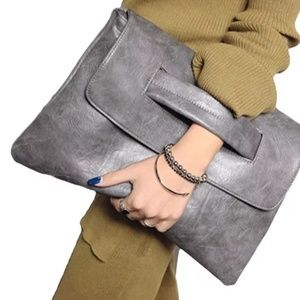 Gray PU Leather Clutch